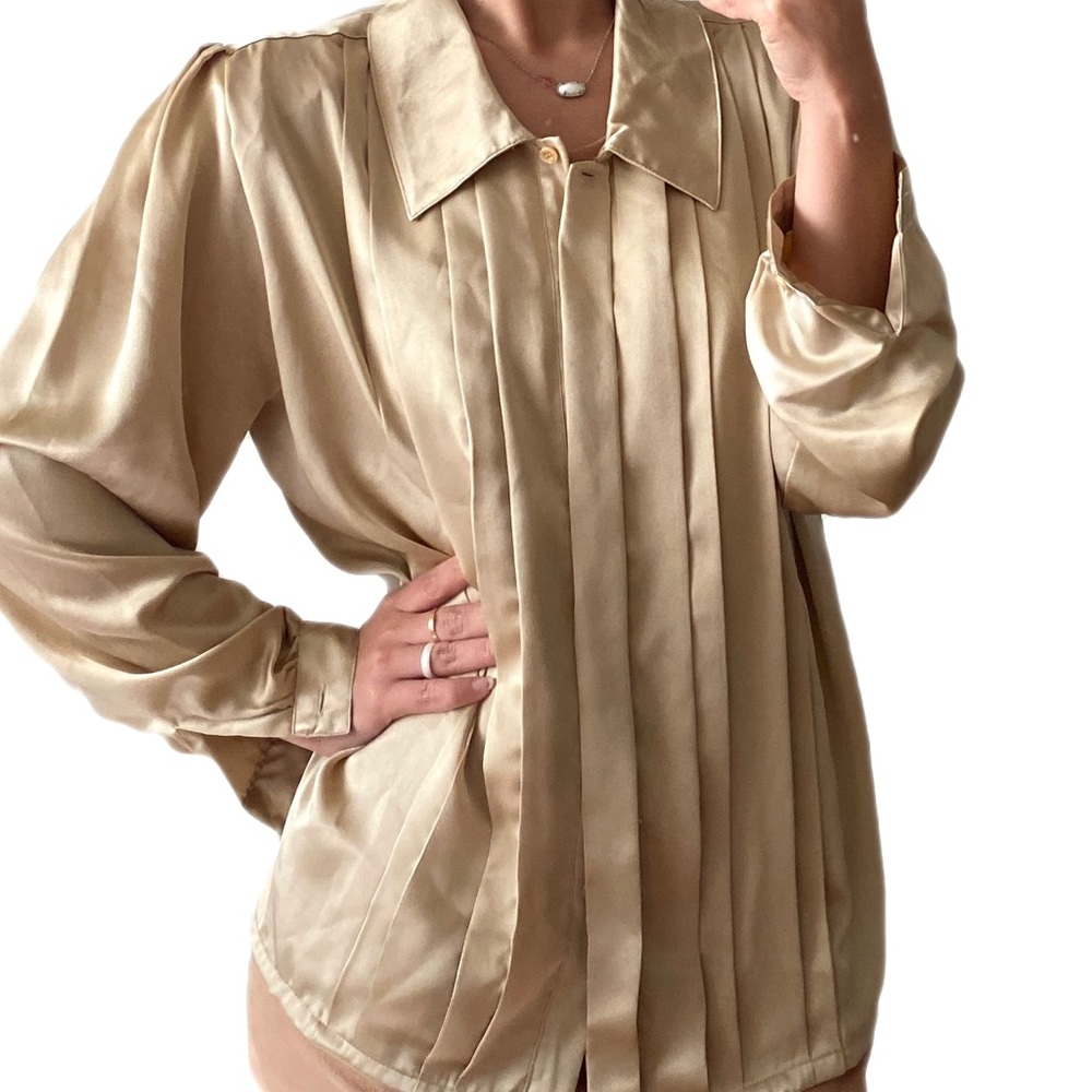 Marlis Vintage Gold Pleated Blouse